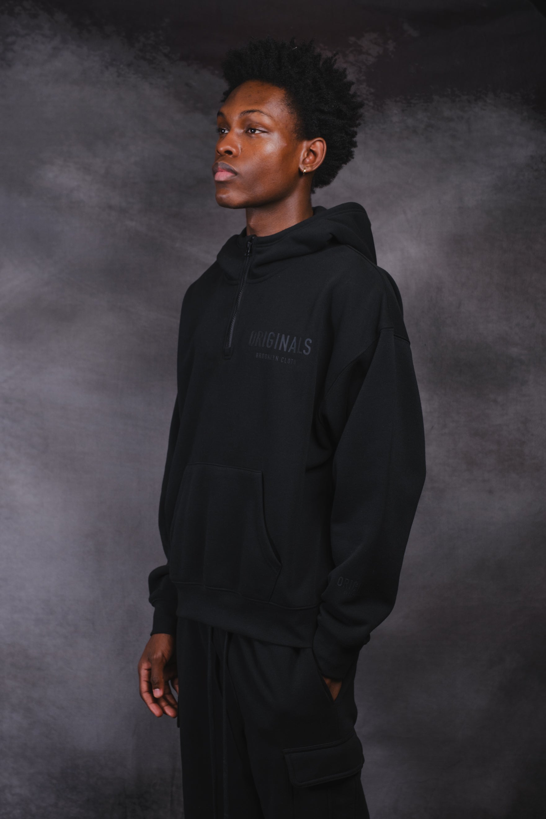 Originals Quarter Zip Pull Over Hoodie
 #color_black