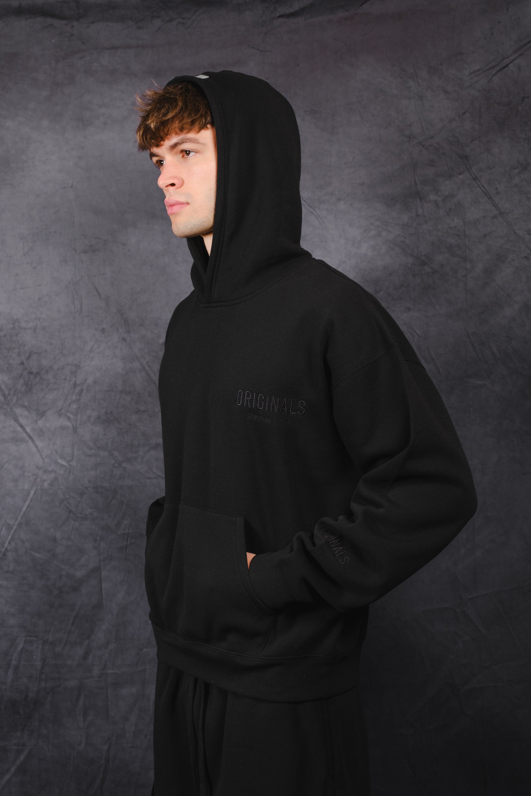 Brooklyn Cloth Originals Hoodie with tonal logo embroidery
  #color_black
