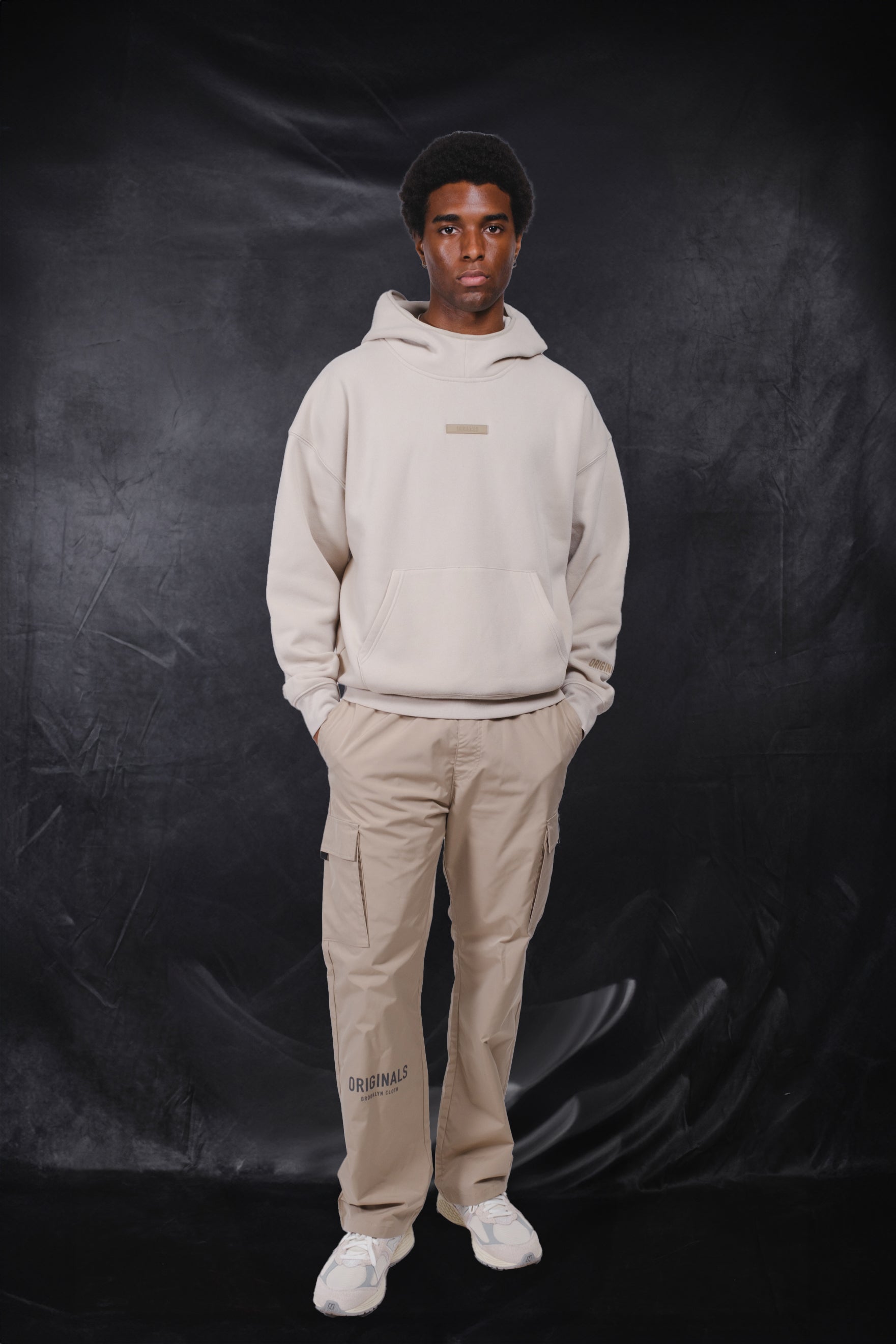 Oversized Originals Rubber Patch Hoodie
 #color_sand