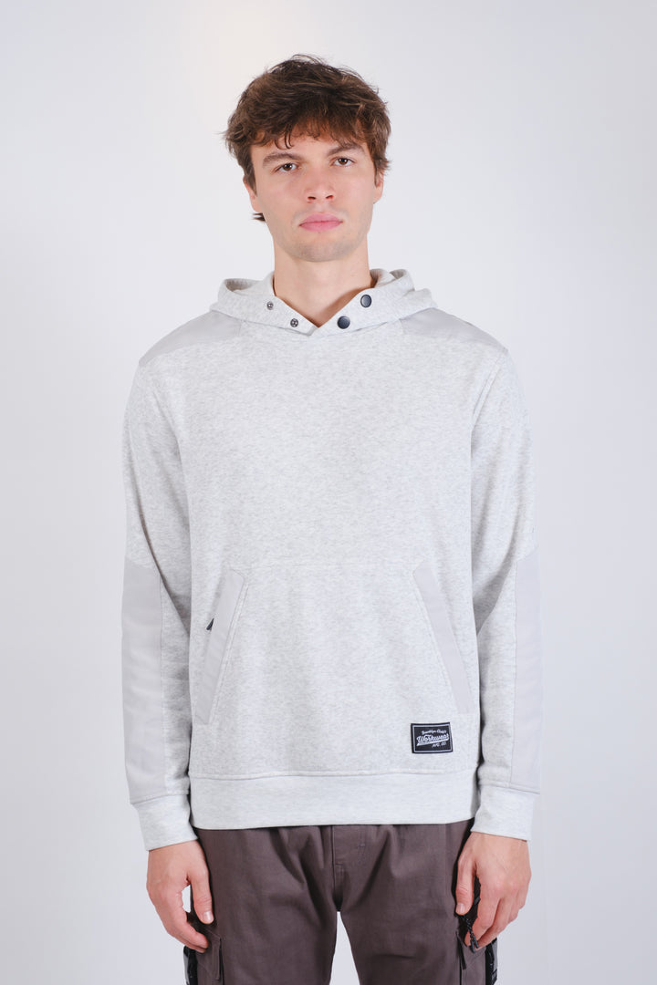 Men's comfy long-sleeve grey fleece hoodie. Brooklyn Cloth. 