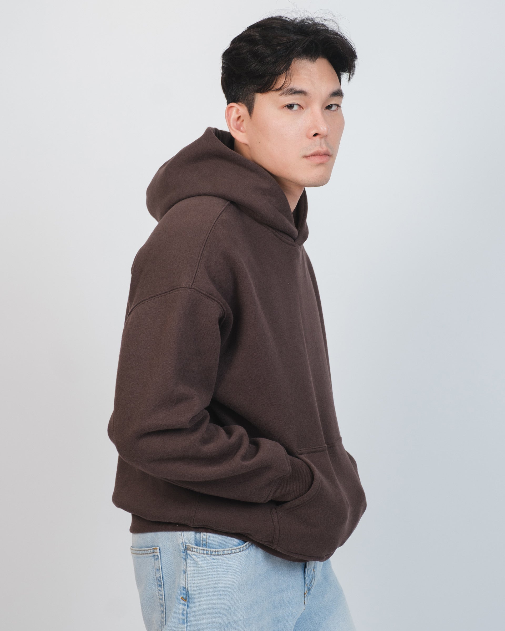 Heavy Weight Pullover Hoodie in Brown