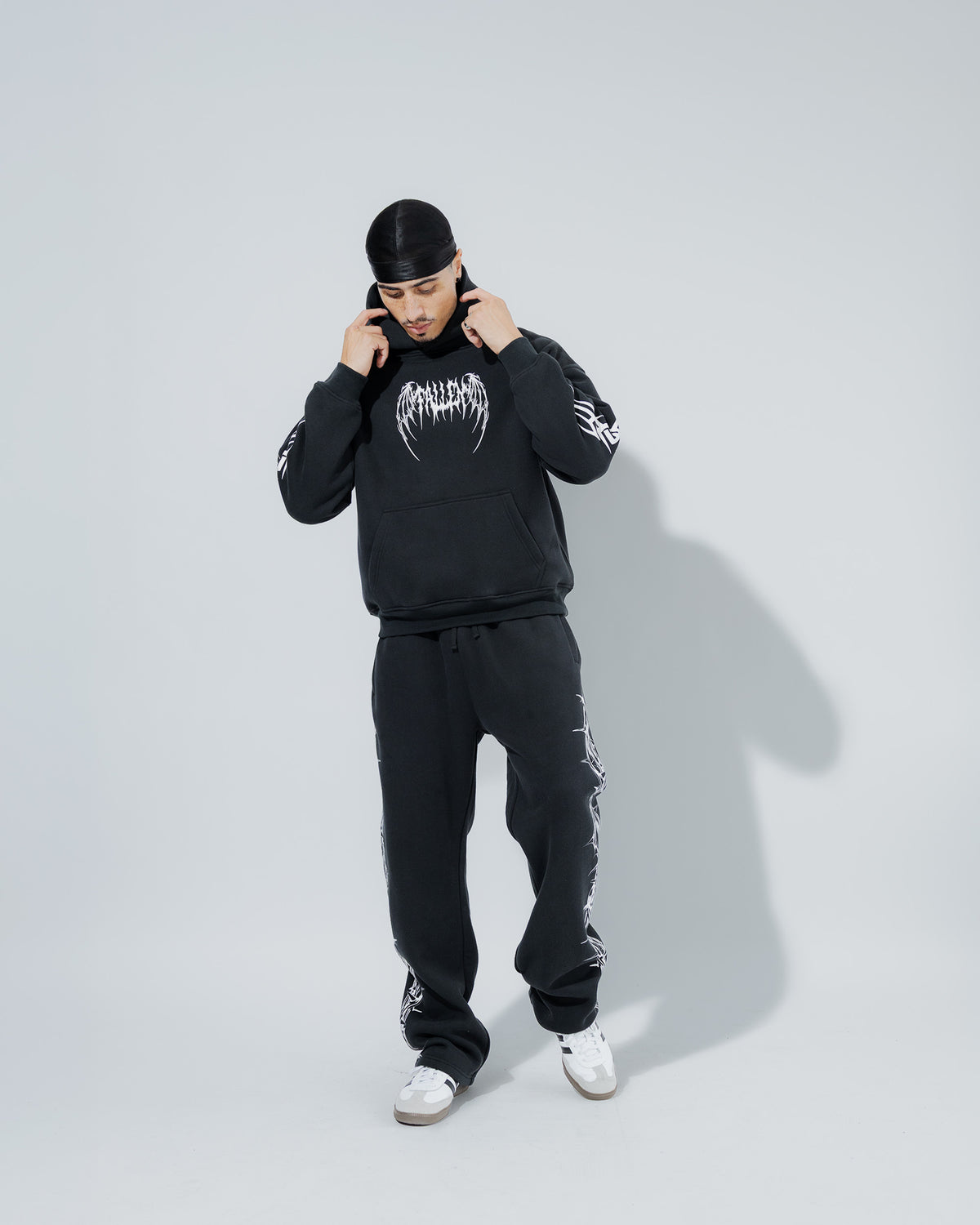 Fallen Heavy Weight Graphic Hoodie in Black