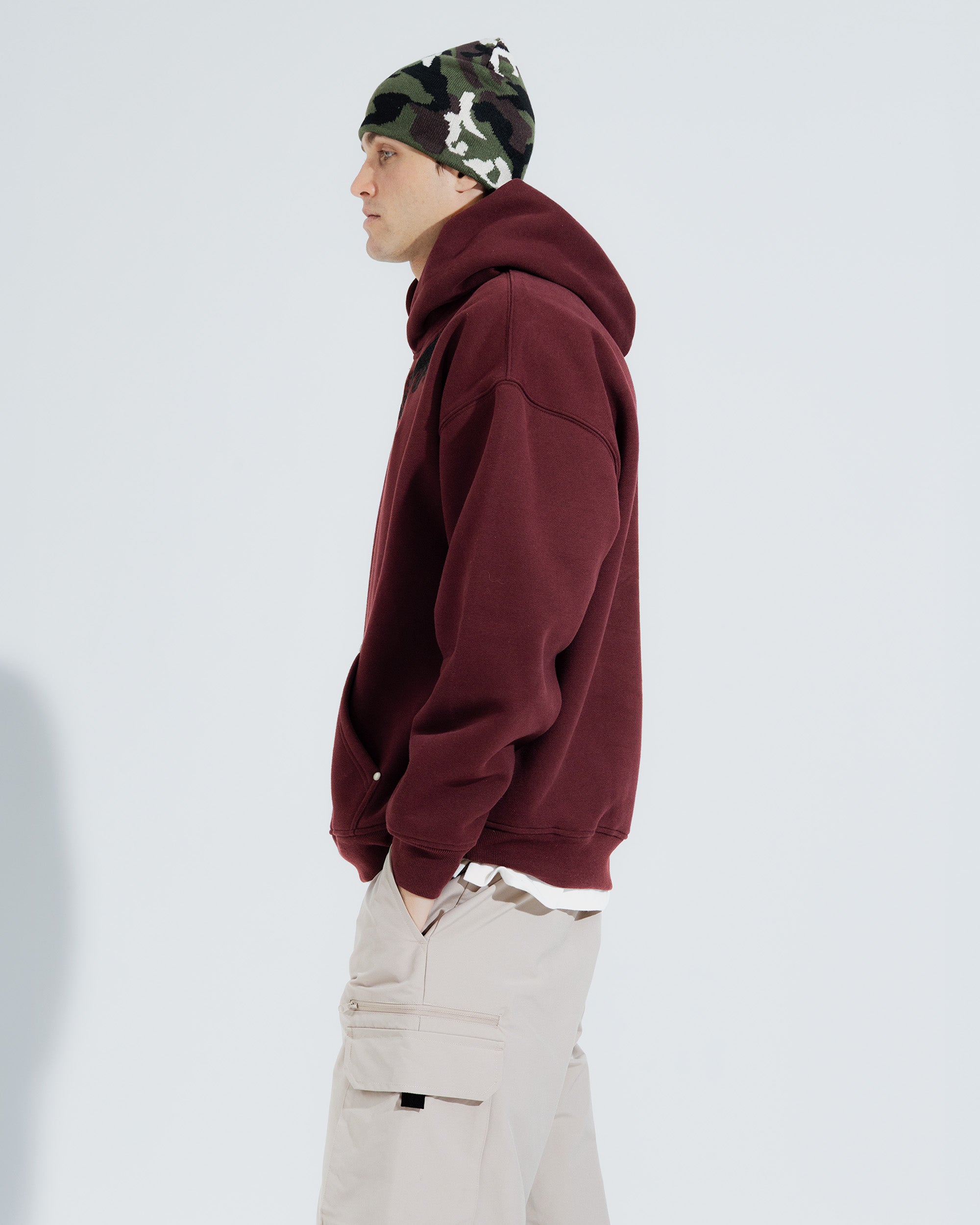 Eagle Heavy Weight Pullover Hoodie in Burgundy
