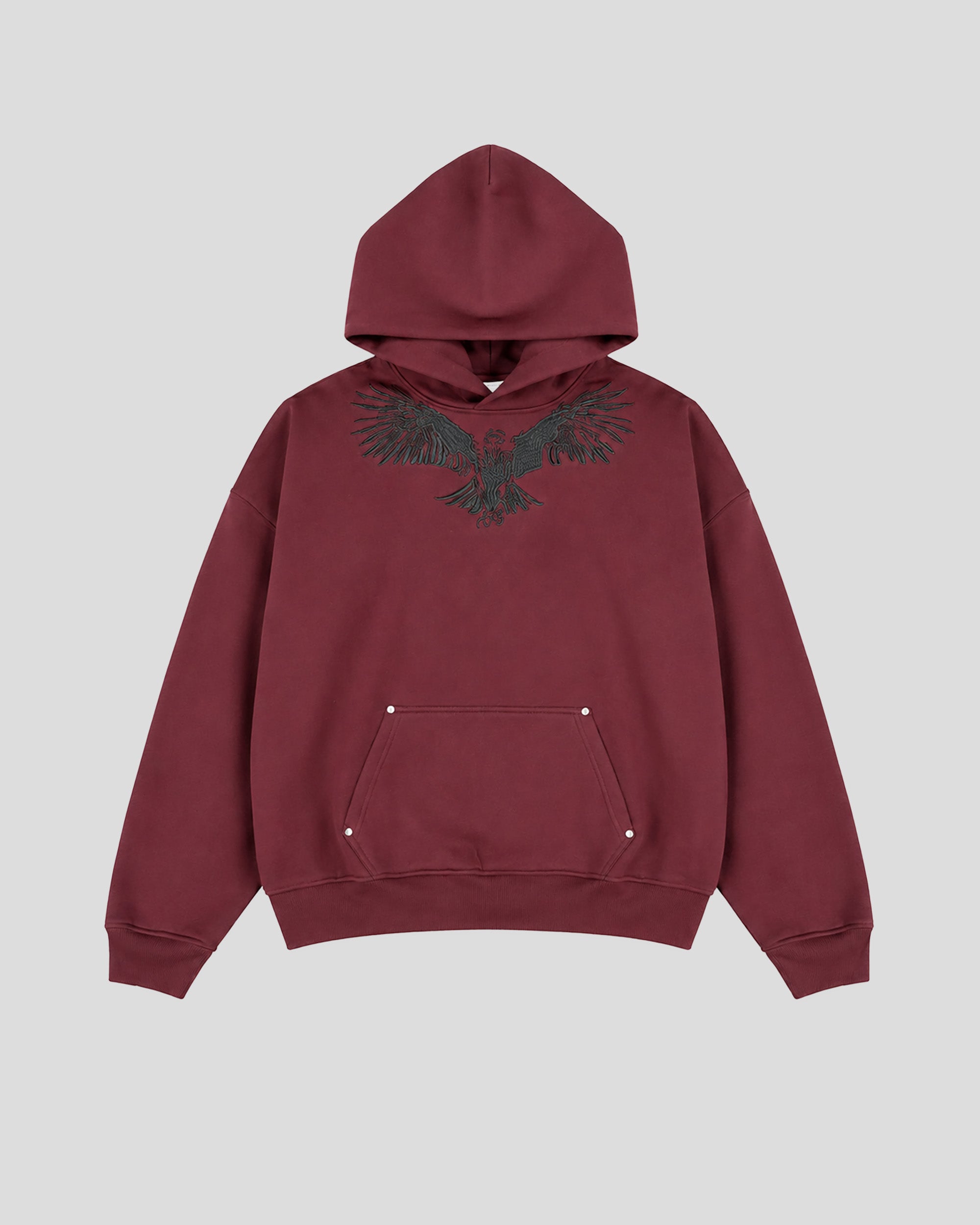 Eagle Heavy Weight Pullover Hoodie in Burgundy
