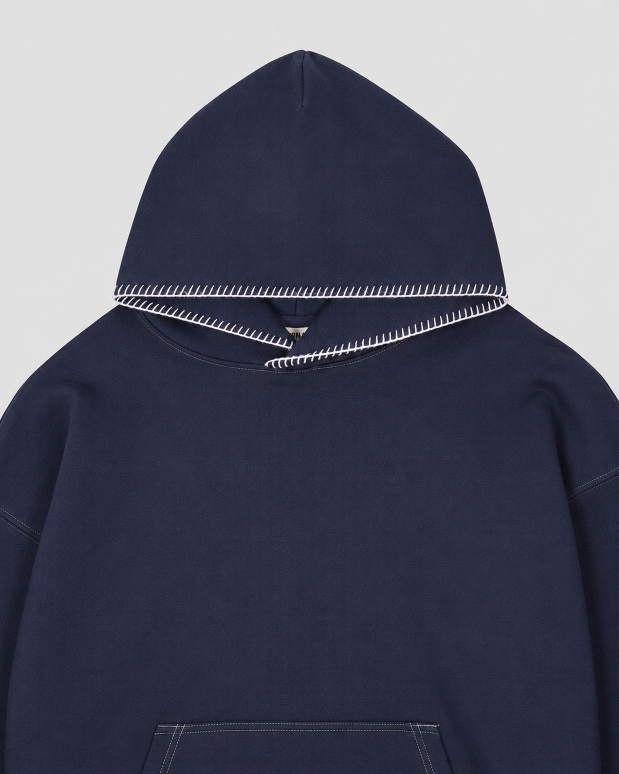 Stitched Heavy Weight Pullover Hoodie in Navy