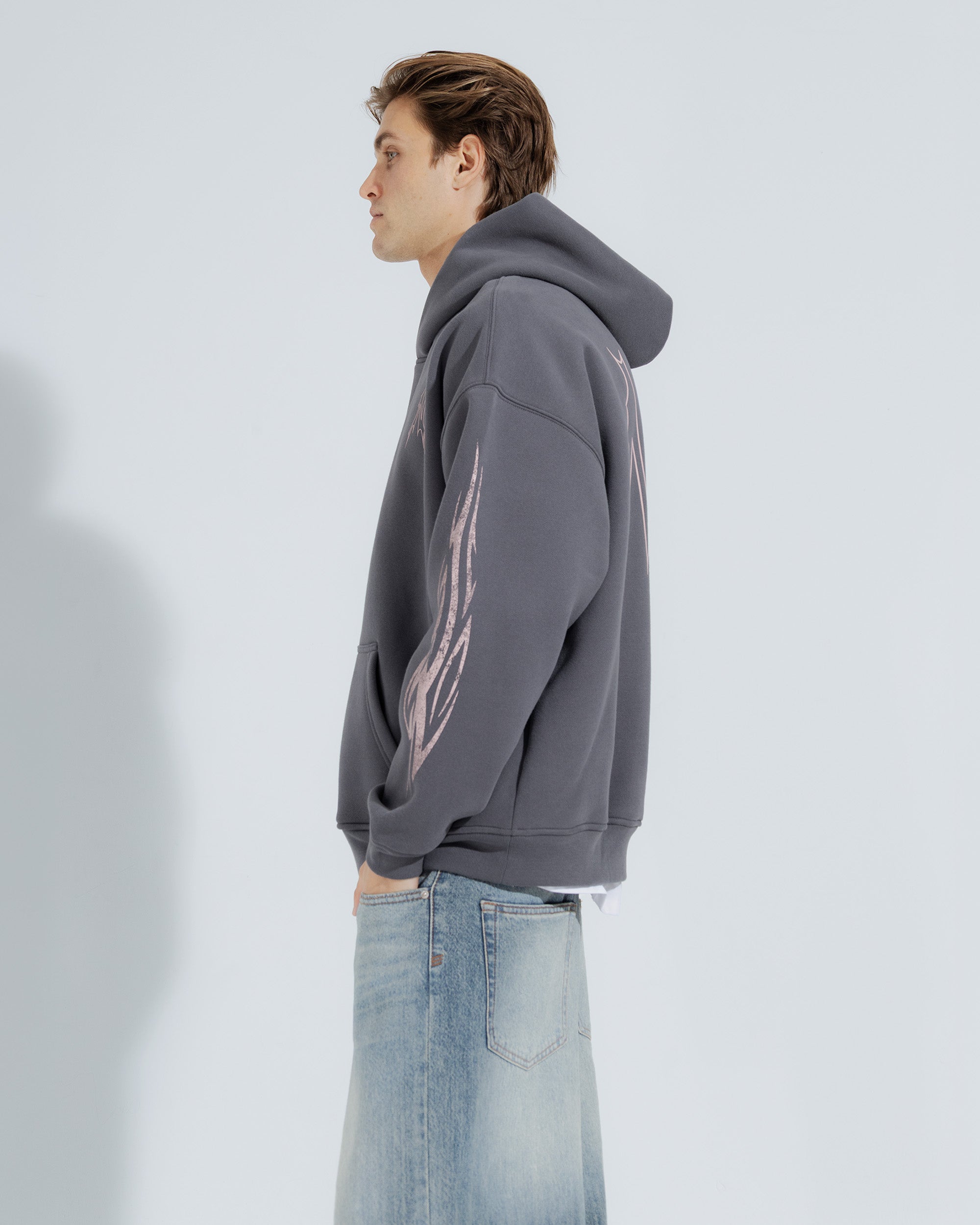 NYC Core Heavy Weight Pullover Hoodie in Steel grey