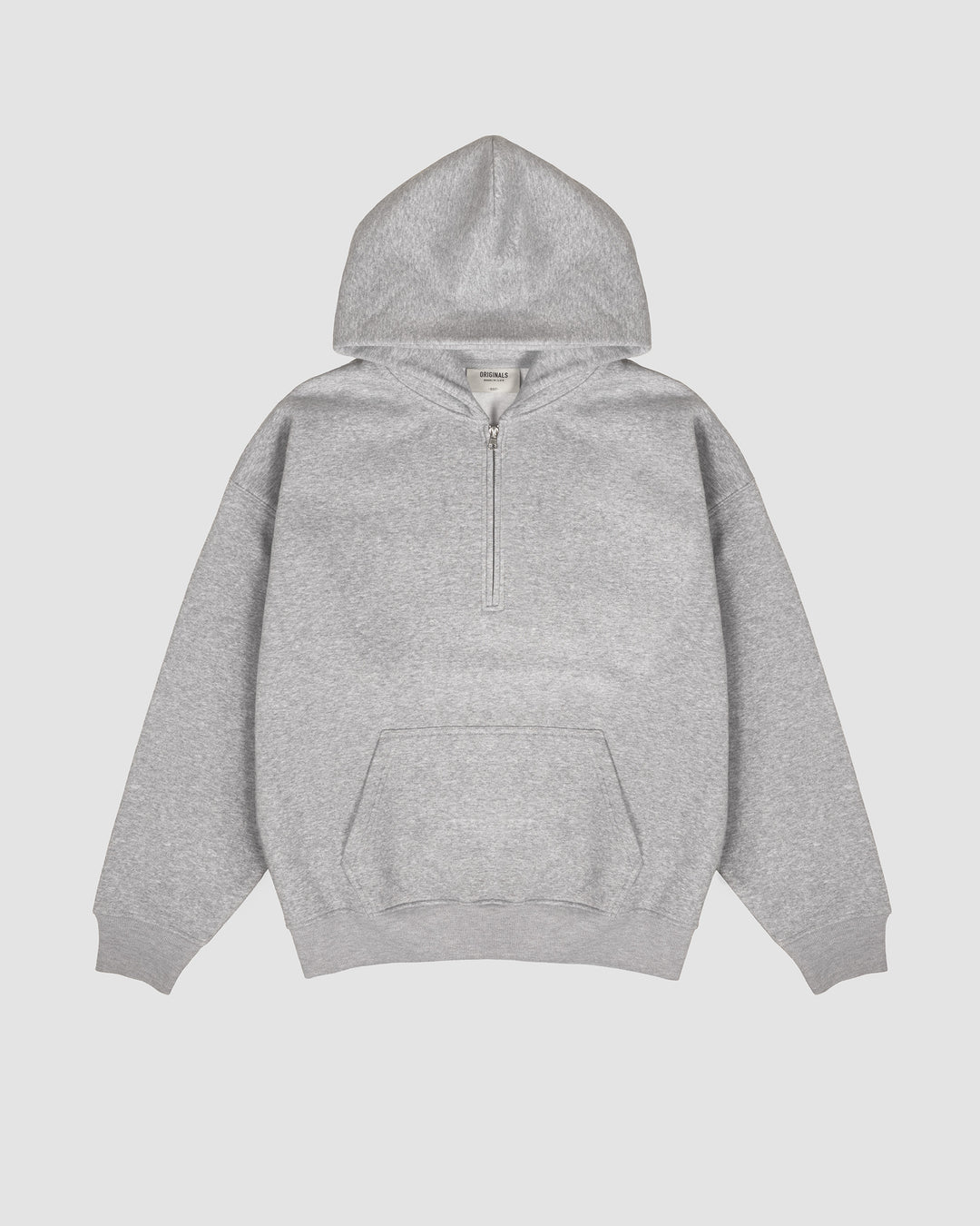 Hooded Quarter Zip Fleece Pullover - Heather Grey