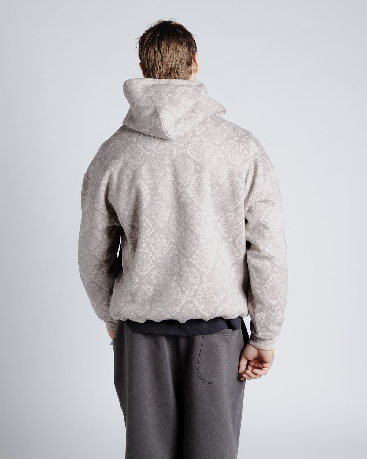Snake Print Hoodie in Sand