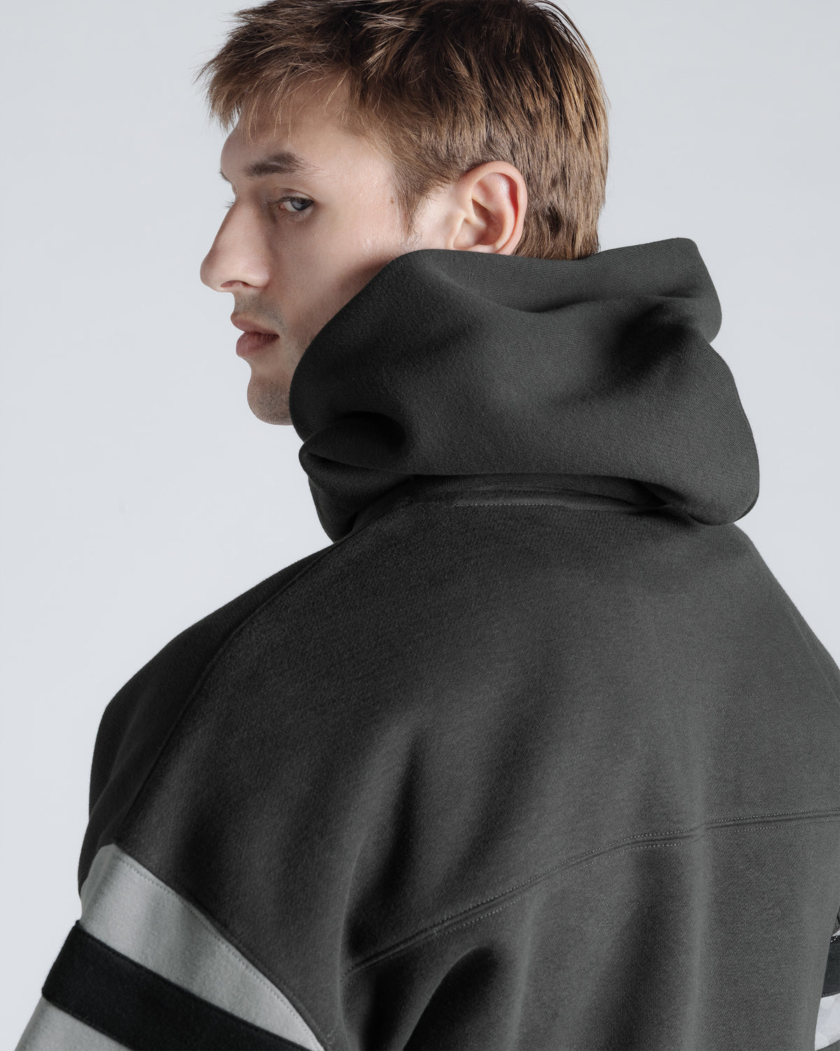 Heavyweight Football Pullover Hoodie in Dusty black