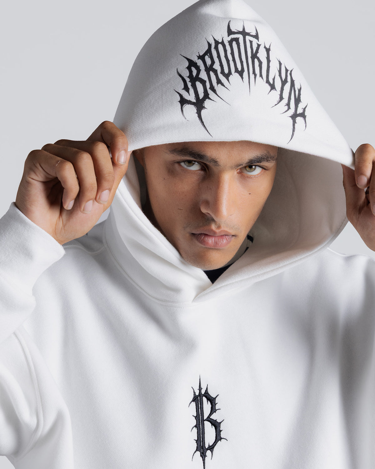 Gothic Brooklyn Hoodie in White