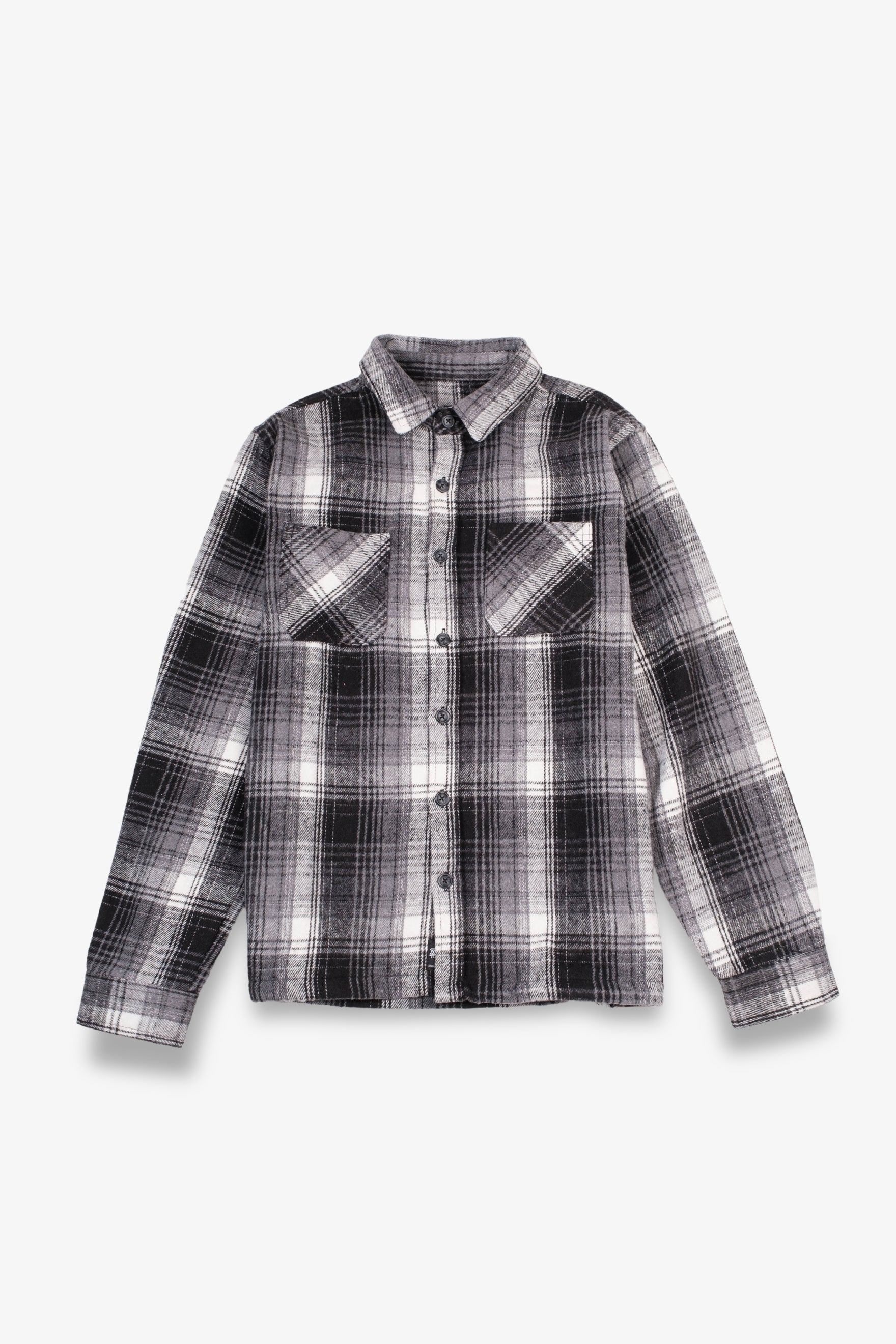 Warm and durable flannel shacket
#color_black and white