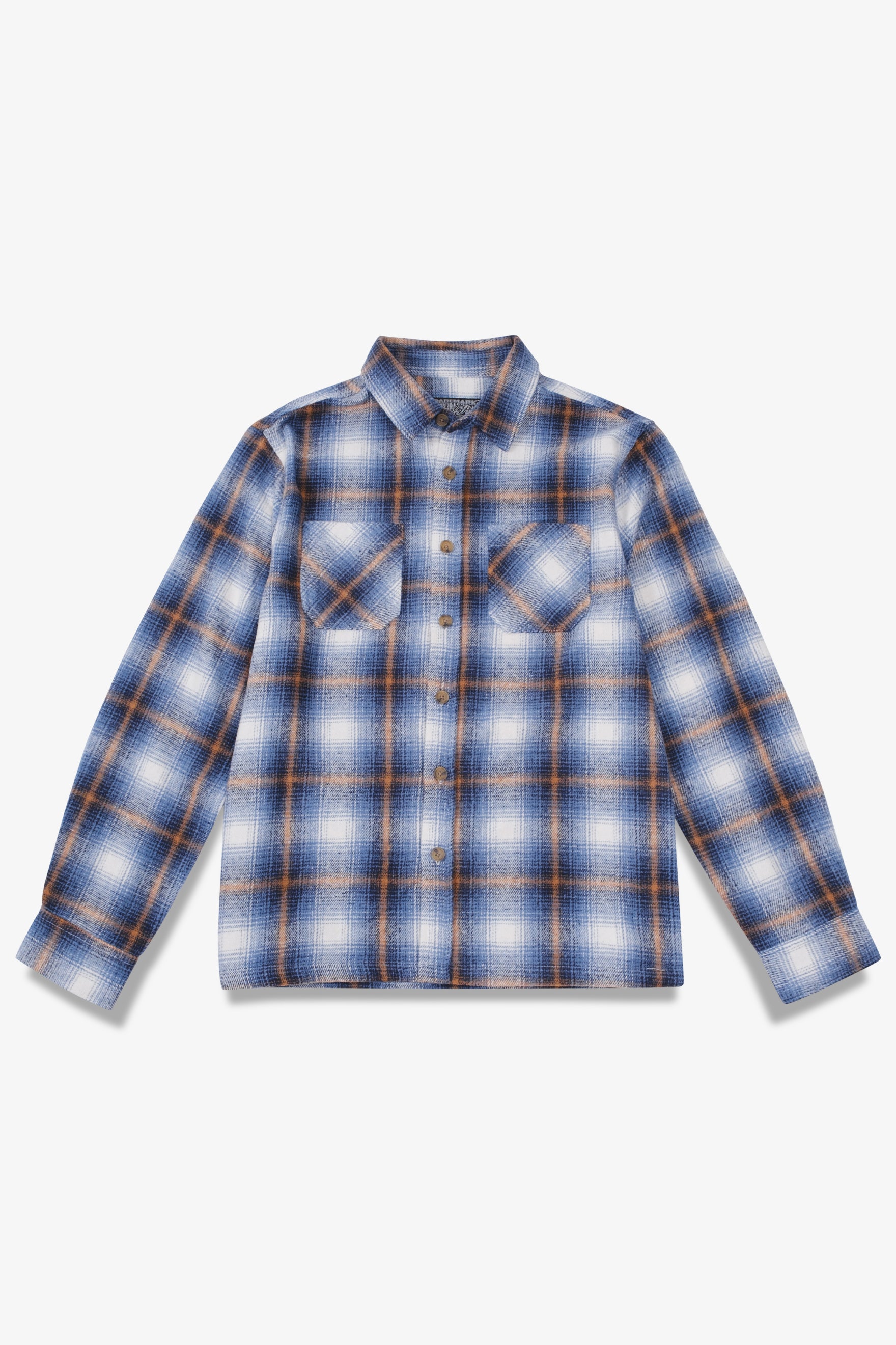 Soft and durable heavyweight flannel shacket
#color_blue-beige-check