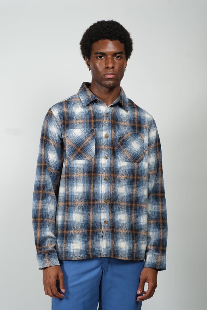 All-season heavy flannel jacket shirt
#color_blue-beige-check