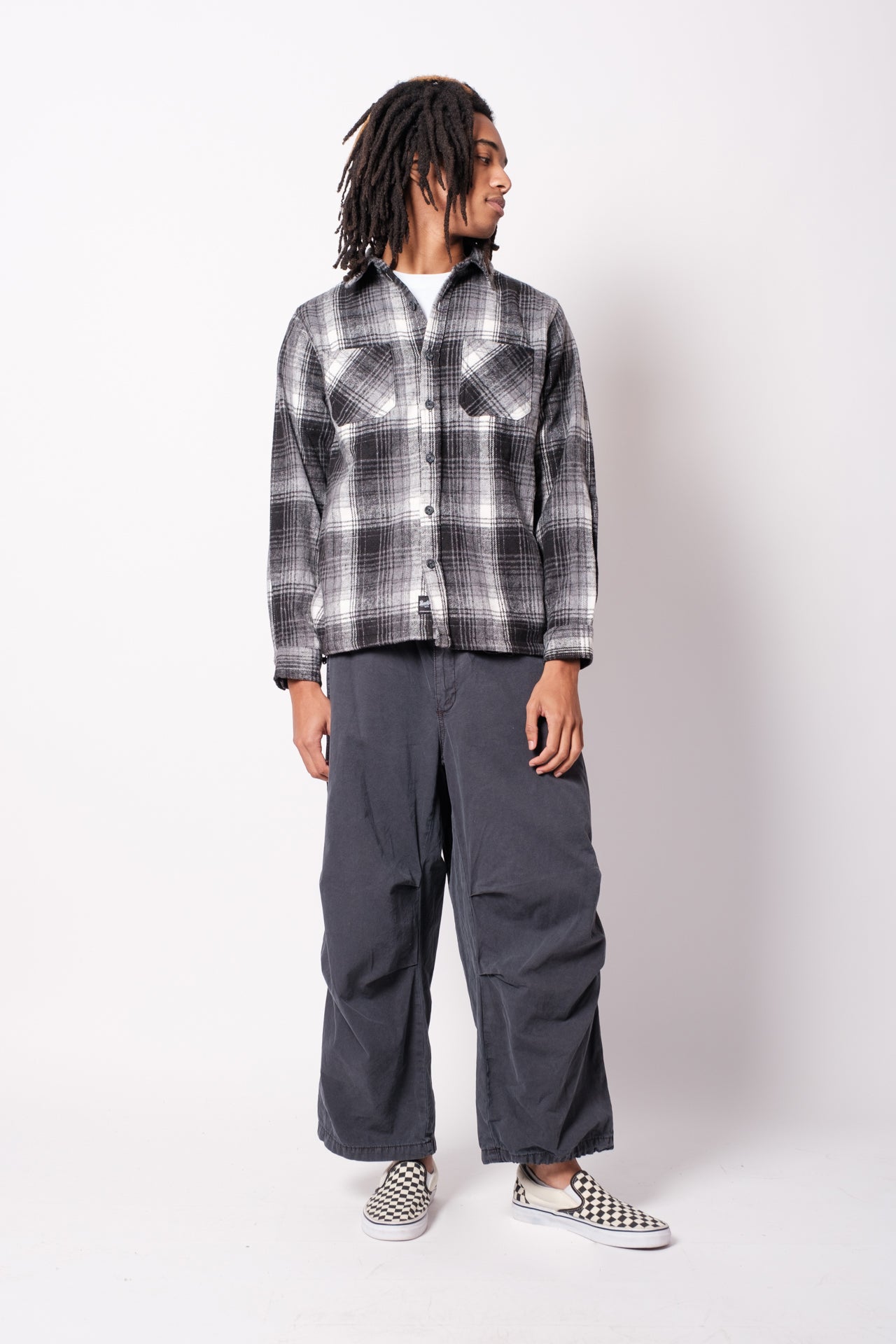 Year round flannel shacket
#color_black and white
