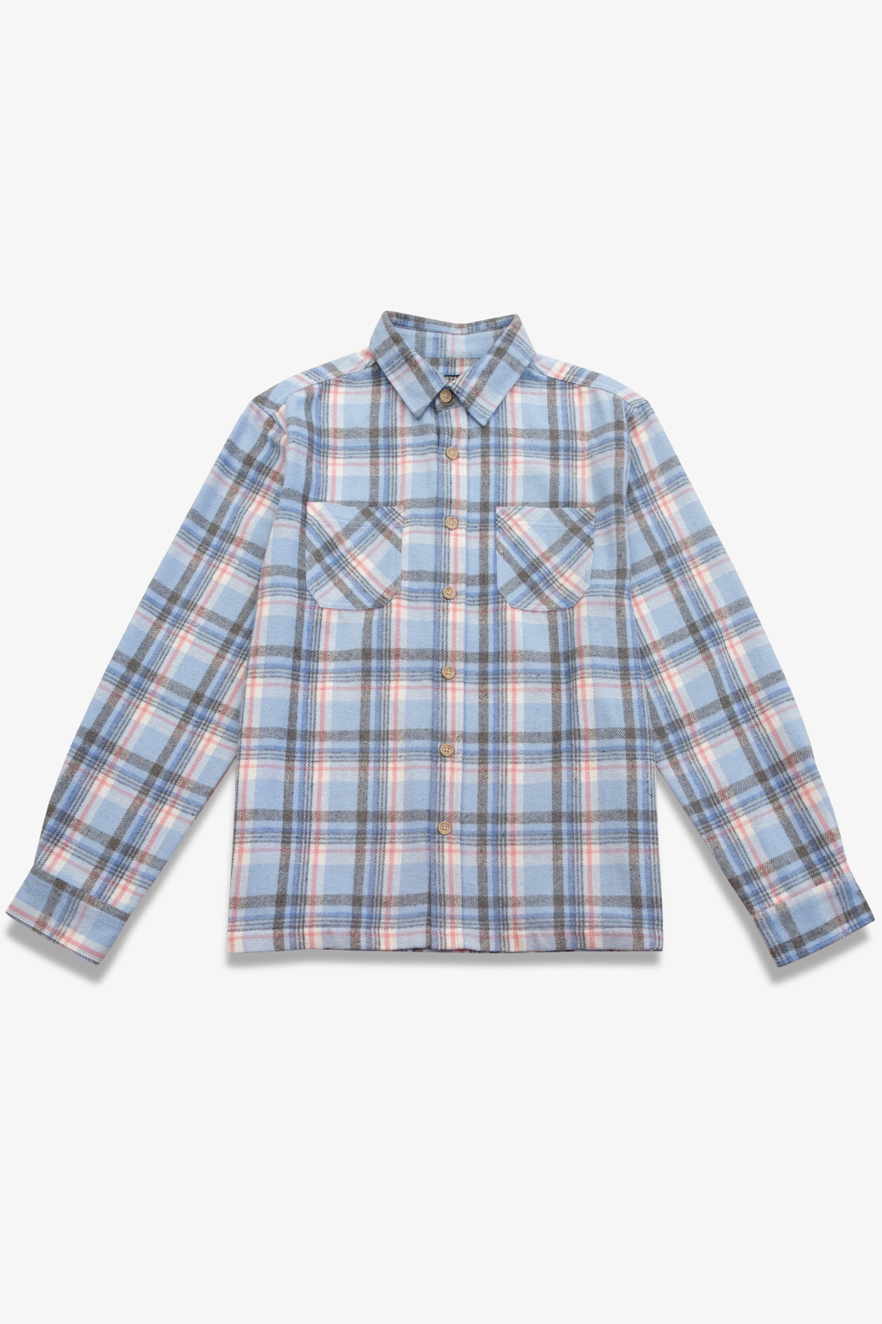 Essential heavy flannel shirt jacket
#color_blue pink