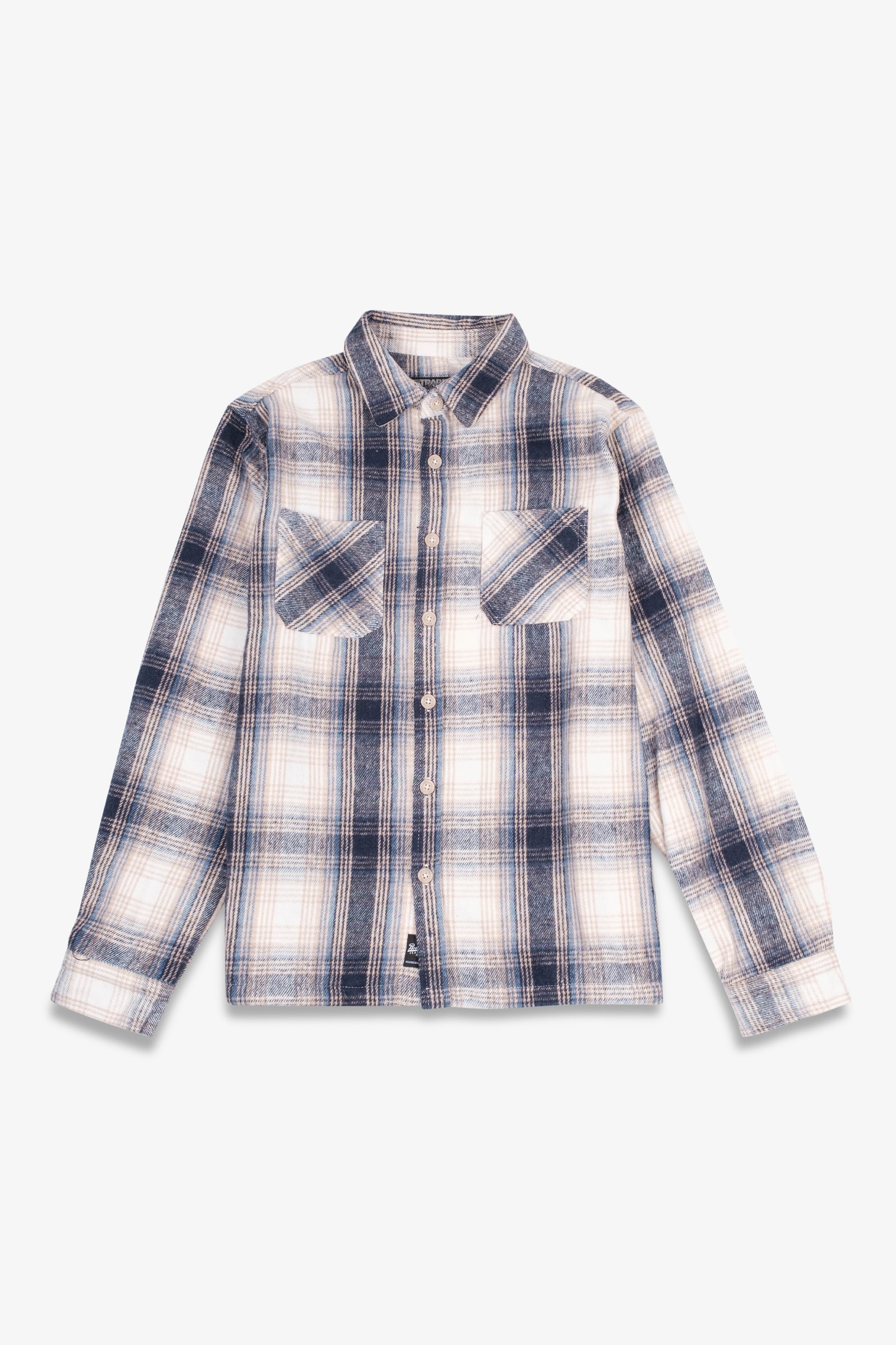 Heavy flannel shirt shacket
#color_cream blue