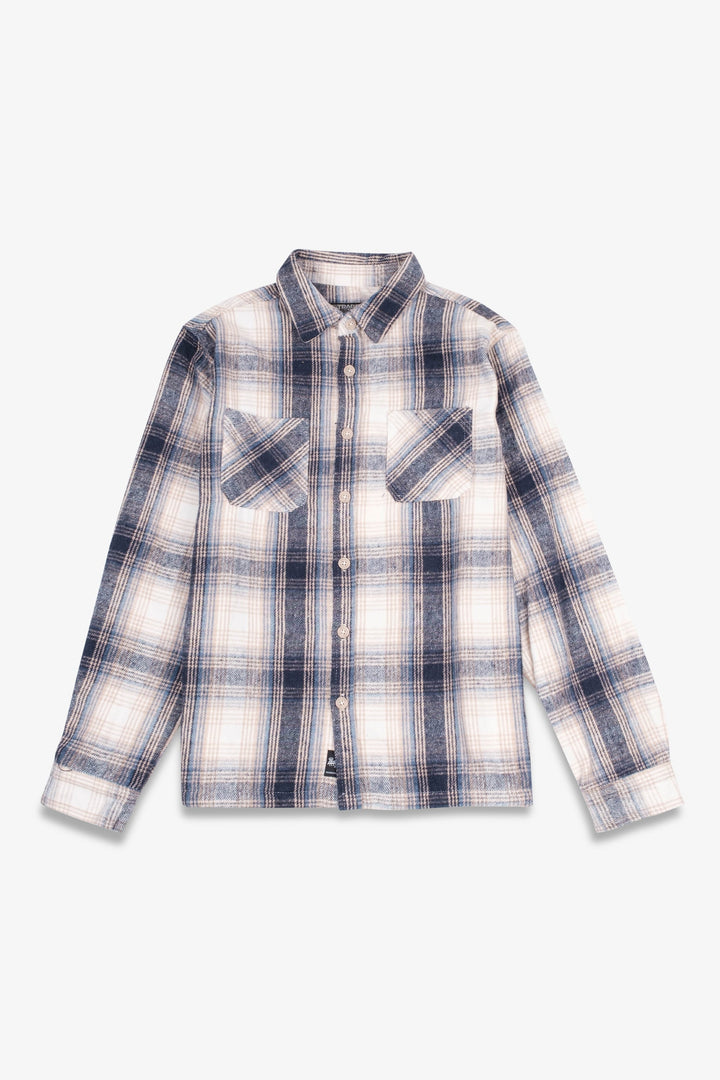 Heavy flannel shirt shacket
#color_cream-blue