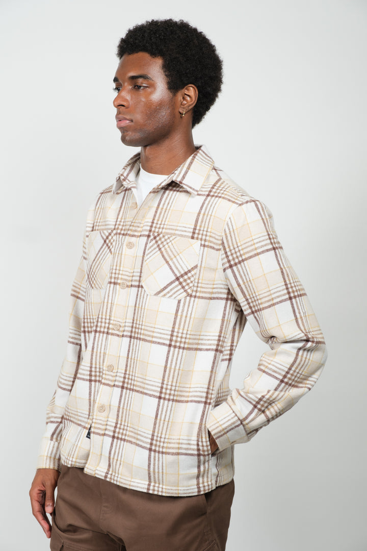 Heavy flannel plaid shirt with jacket fit
#color_cream