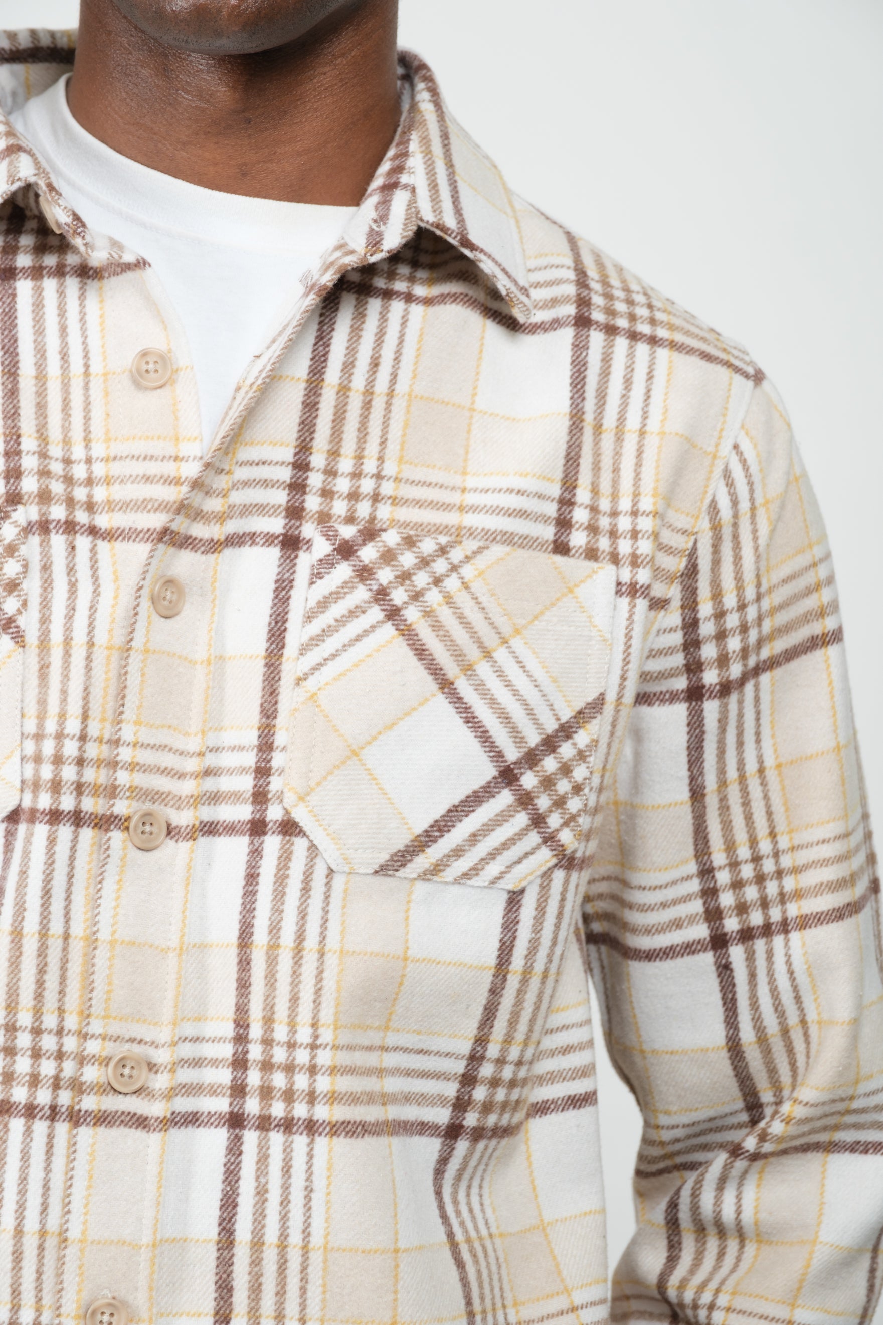 Timeless heavy flannel jacket style shirt
#color_cream