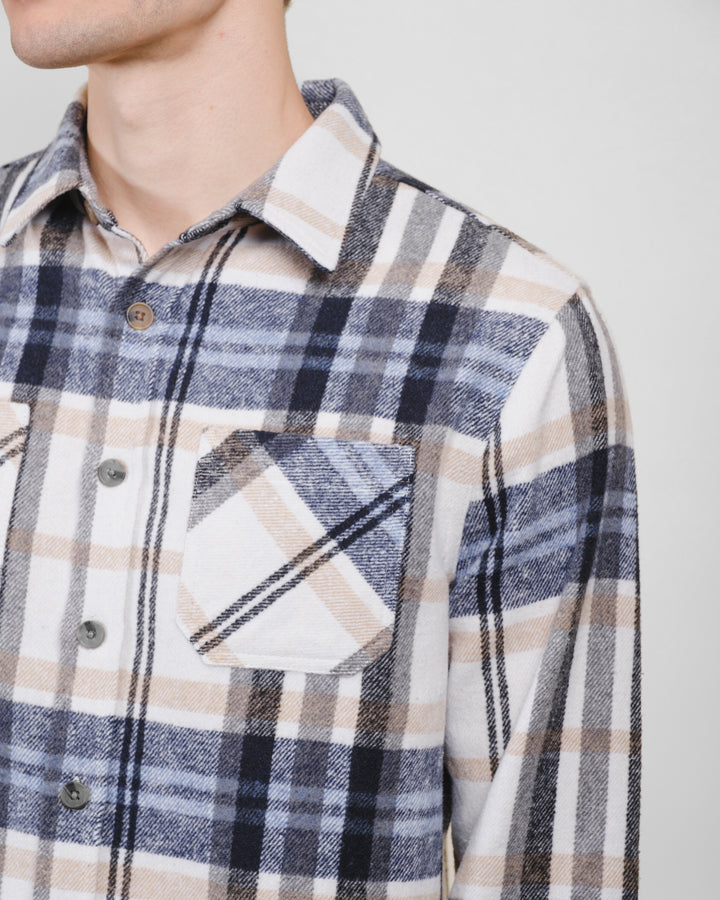 Classic plaid heavy flannel shirt jacket
#color_ivory