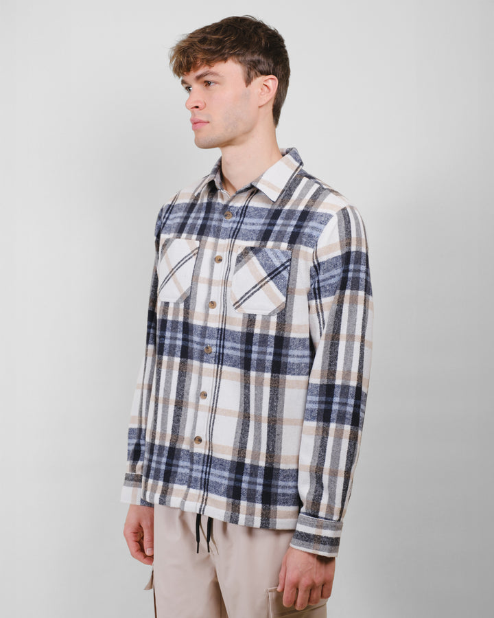 Classic plaid heavy flannel shirt jacket
#color_ivory