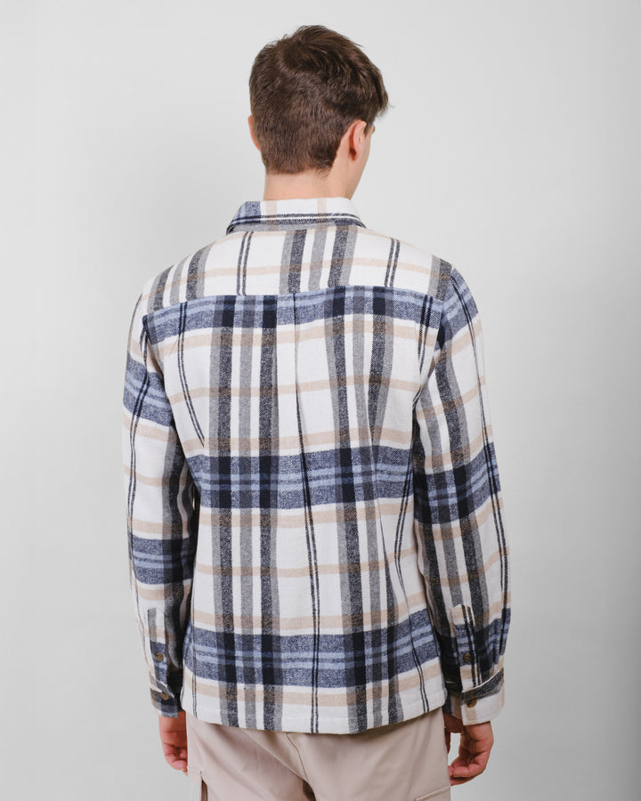 Classic plaid heavy flannel shirt jacket
#color_ivory