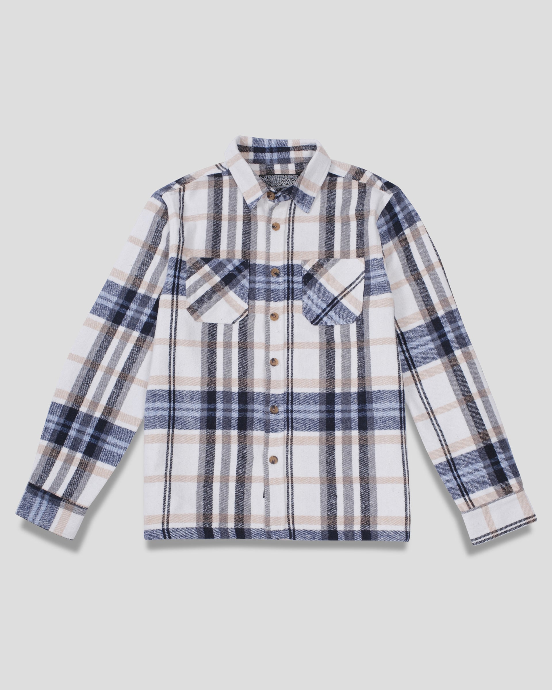 Classic plaid heavy flannel shirt jacket
#color_ivory