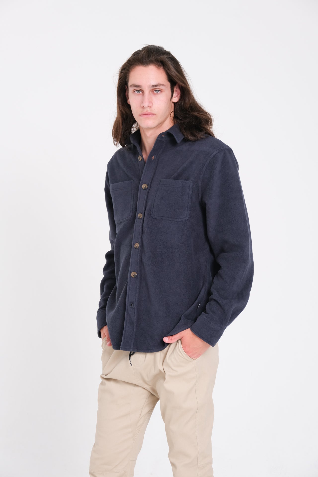 Stylish heavy knit shacket 
#color_navy