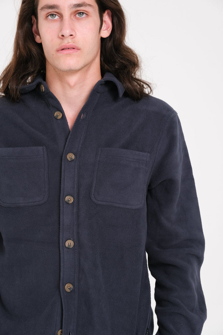 Warm heavy knit shacket 
#color_navy