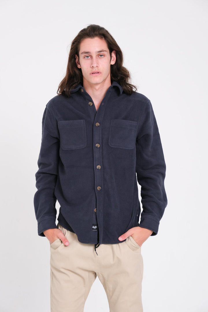 Cozy heavy knit shacket 
#color_navy