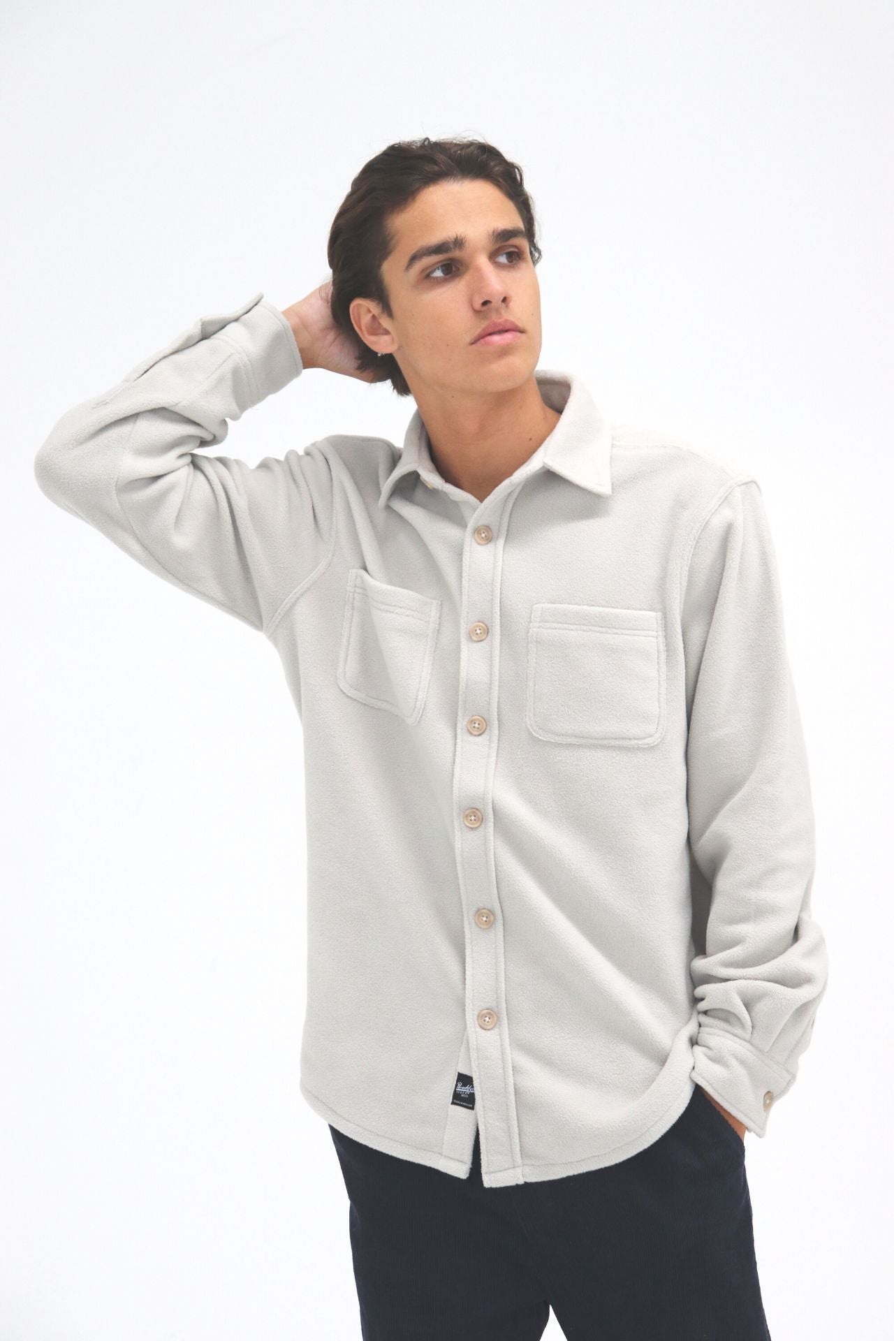 Heavy knit button up shacket
#color_light-grey