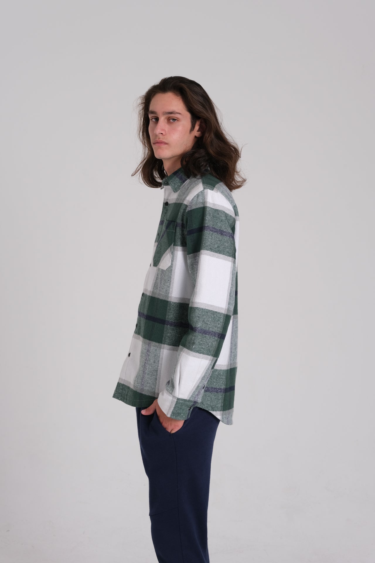 Men’s thermal-lined flannel overshirt jacket
#color_green