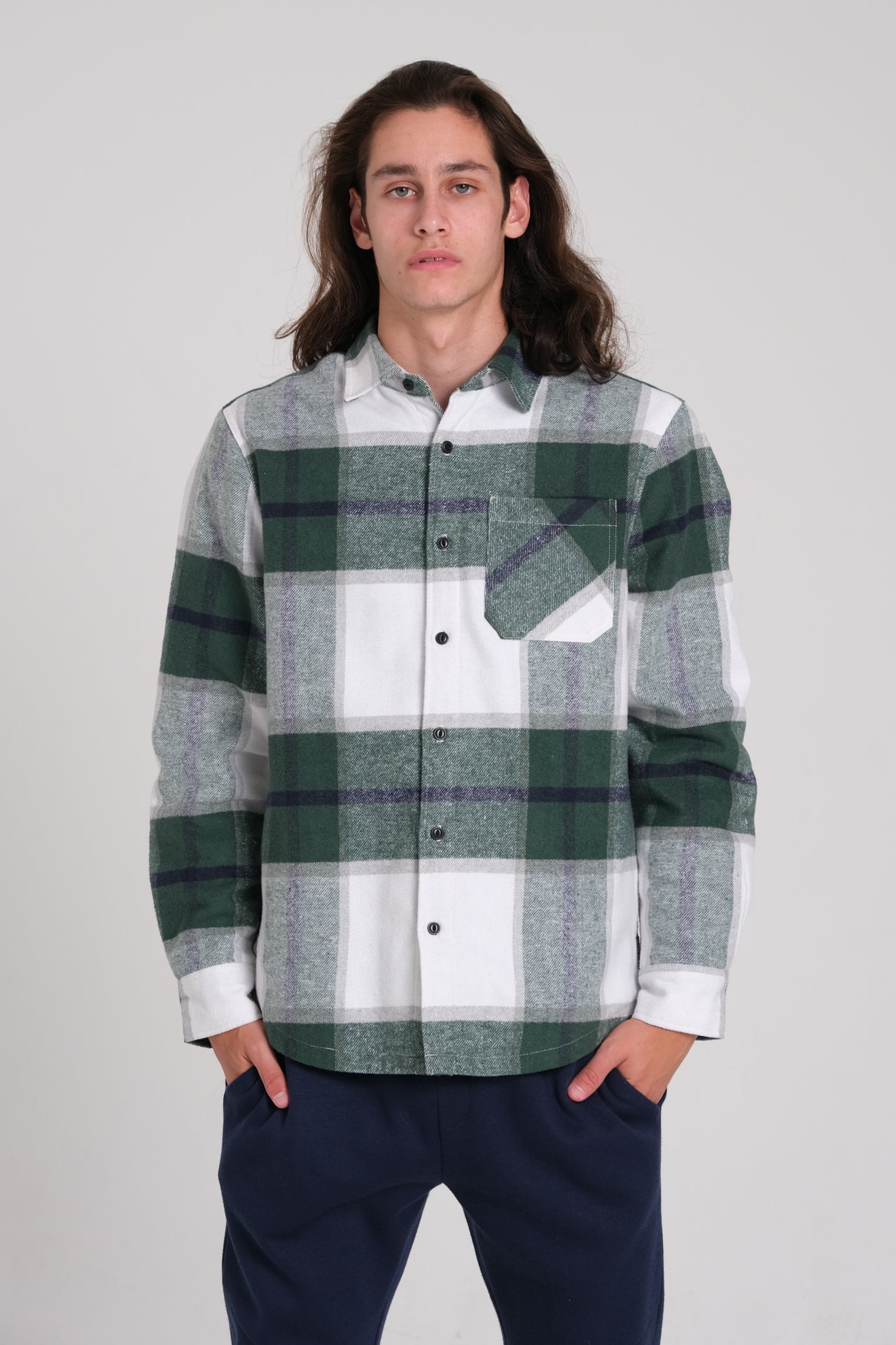 Men’s thermal-lined flannel jacket shirt
#color_green
