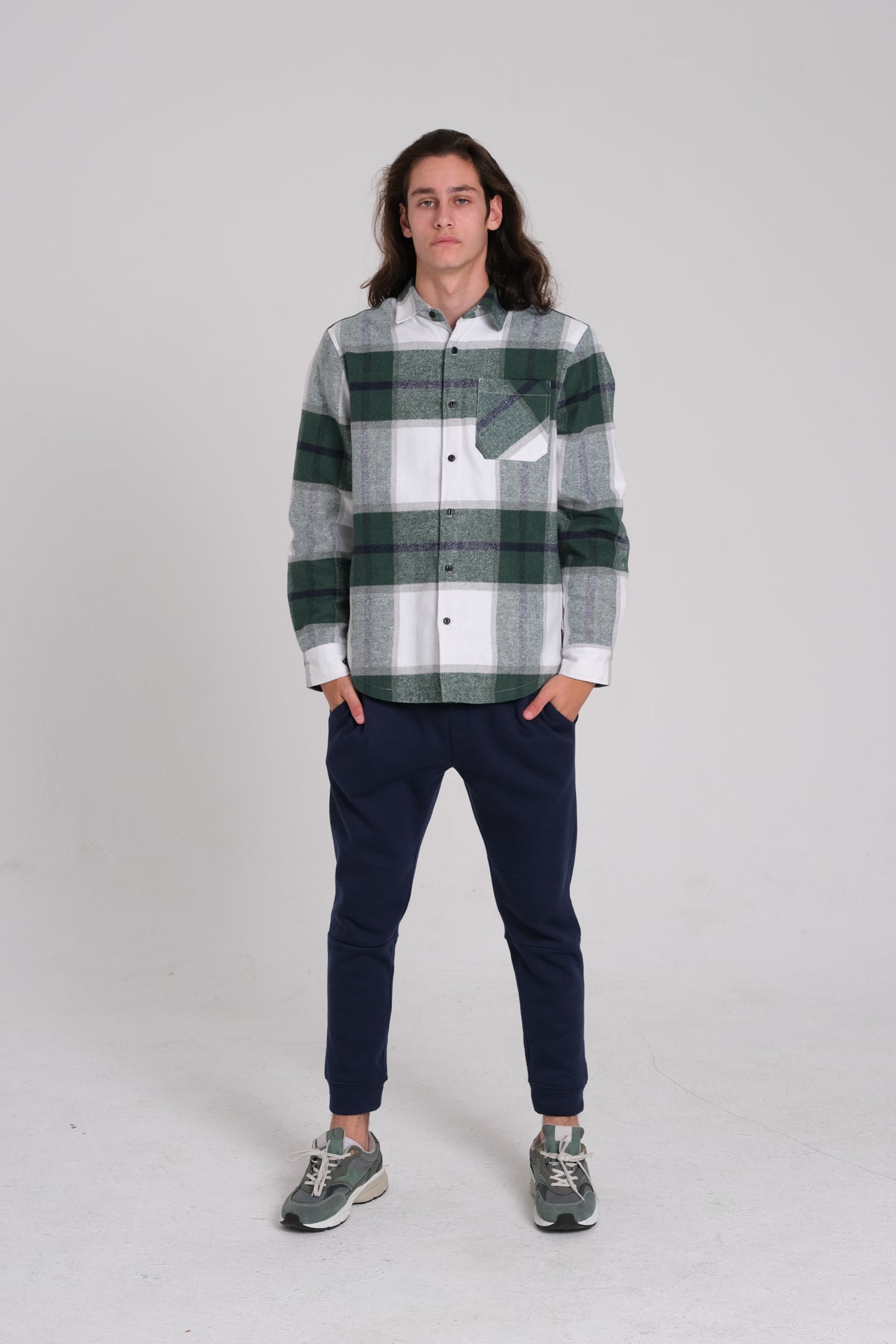 Warm men’s thermal flannel shacket
#color_green
