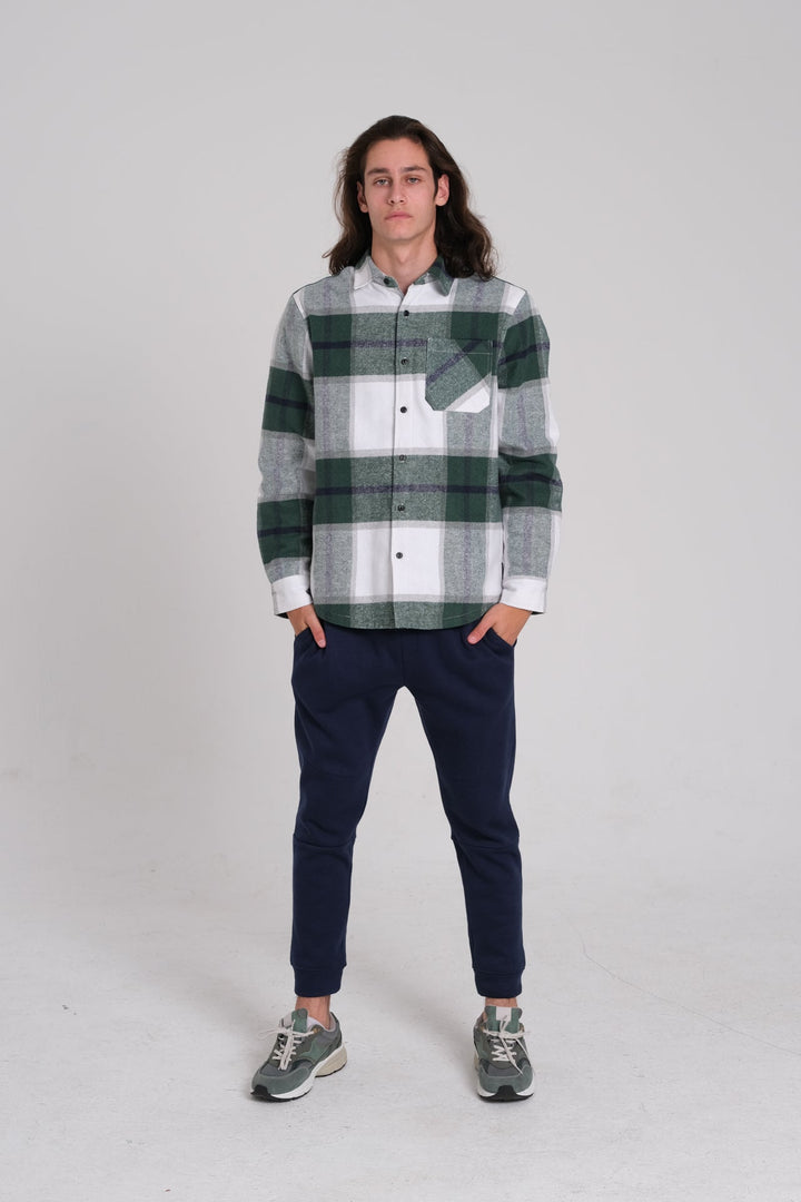 Warm men’s thermal flannel shacket
#color_green