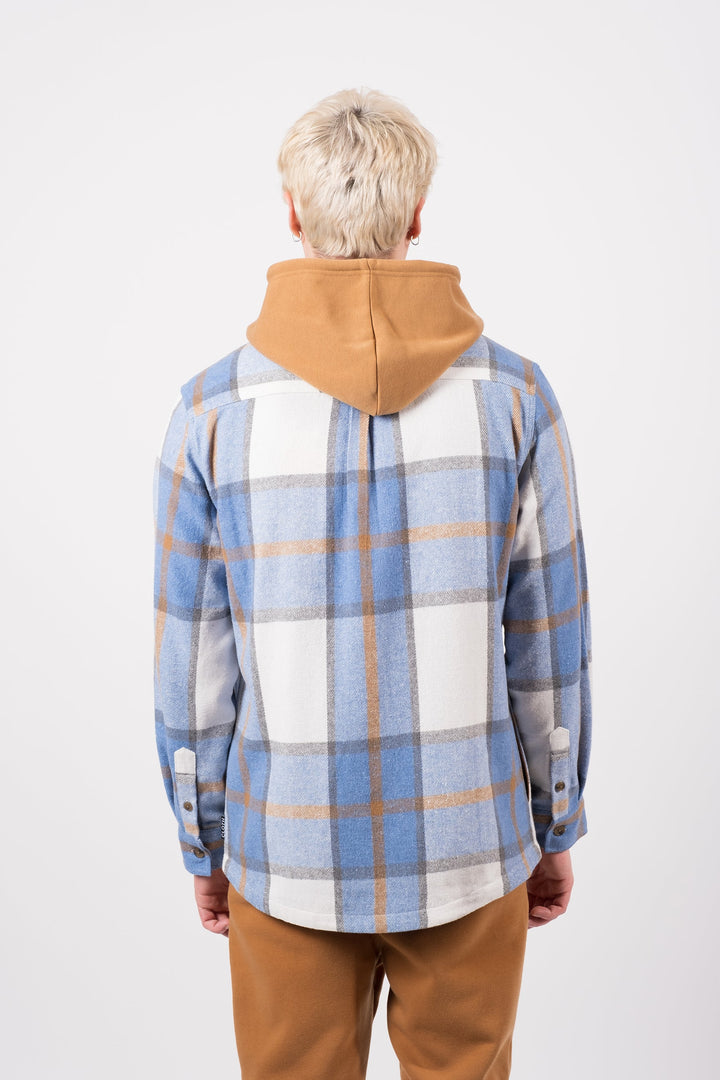 Men’s flannel zip jacket with hood
#color_light-blue