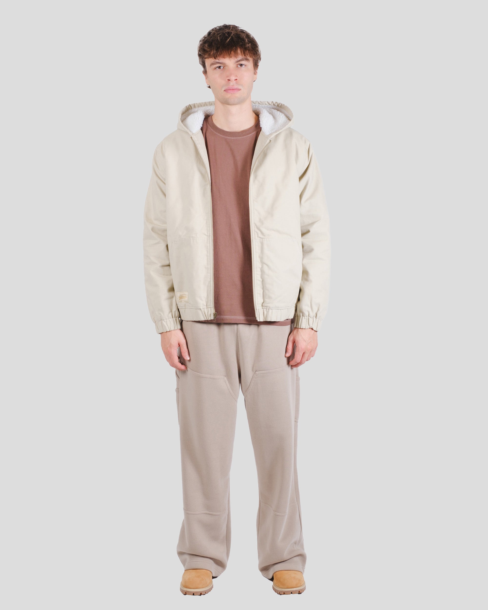 Sherpa Lined Hooded Canvas Jacket