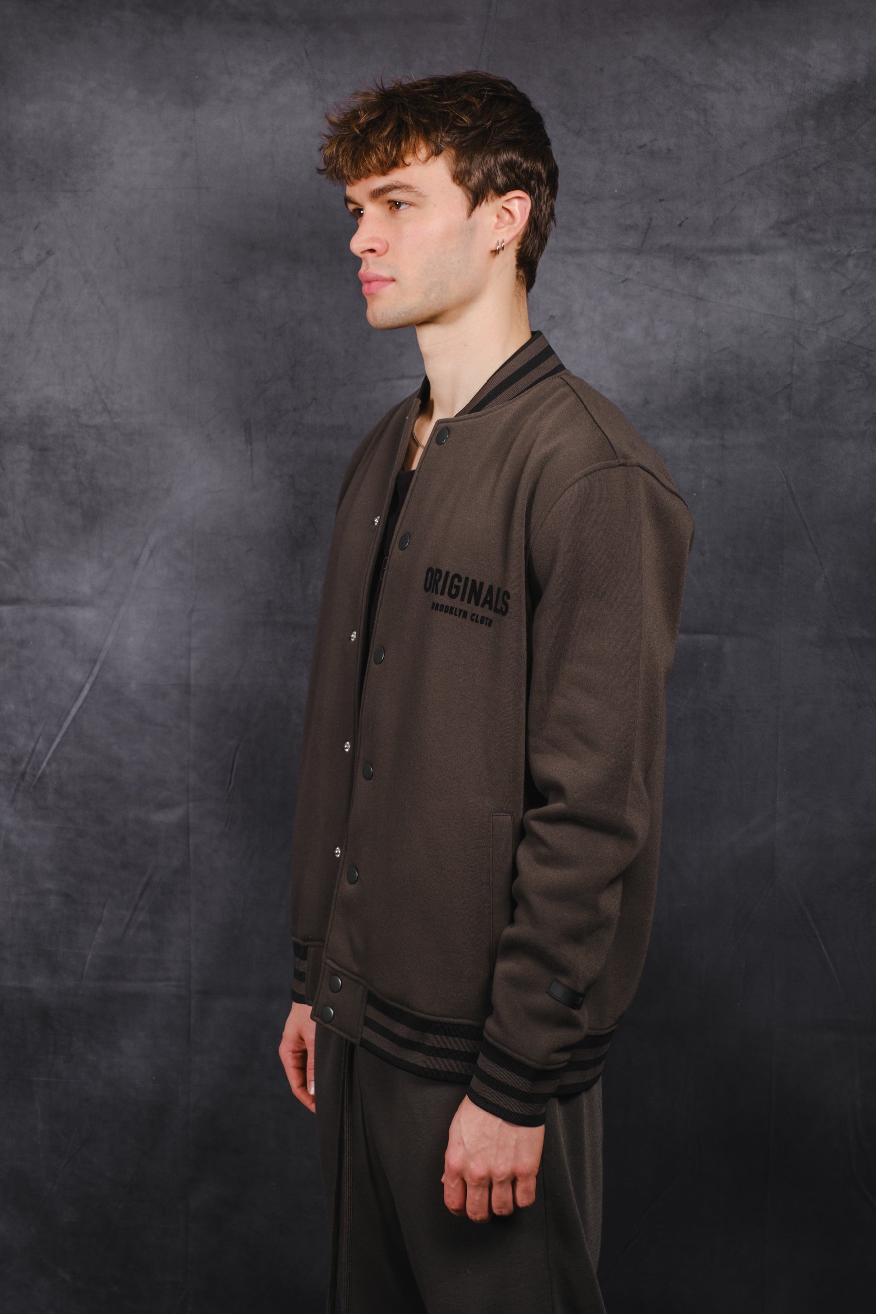 Originals Fleece Bomber with ribbed collar #color_dusty black