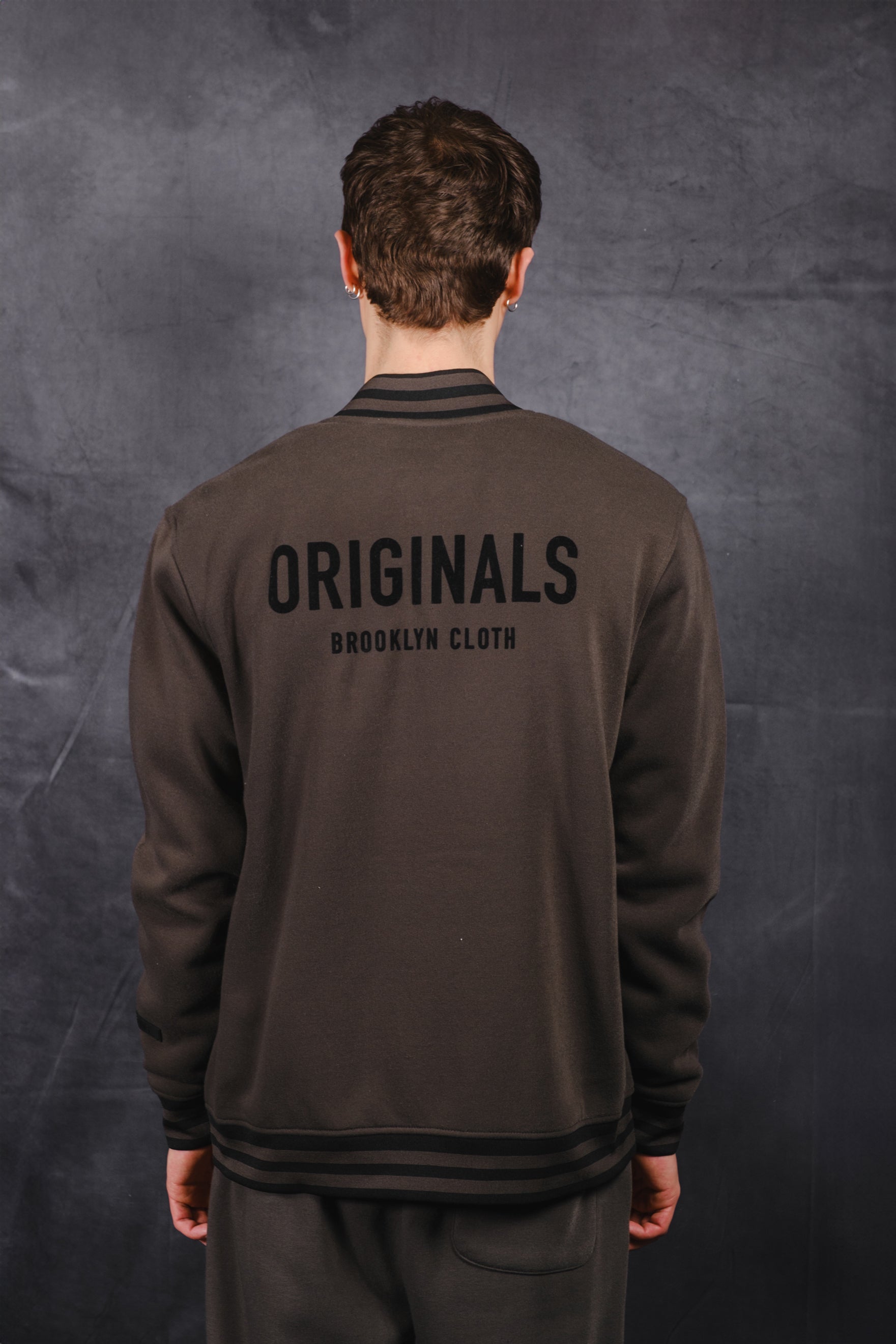 Originals by Brooklyn Cloth Back Graphic Bomber Jacket #color_dusty black