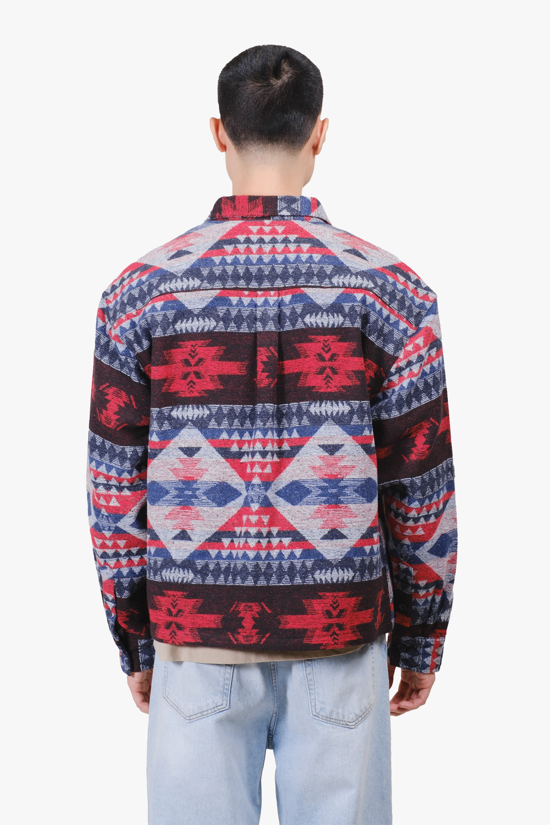 Boxy Native Diamond Stripe Jacquard Shacket