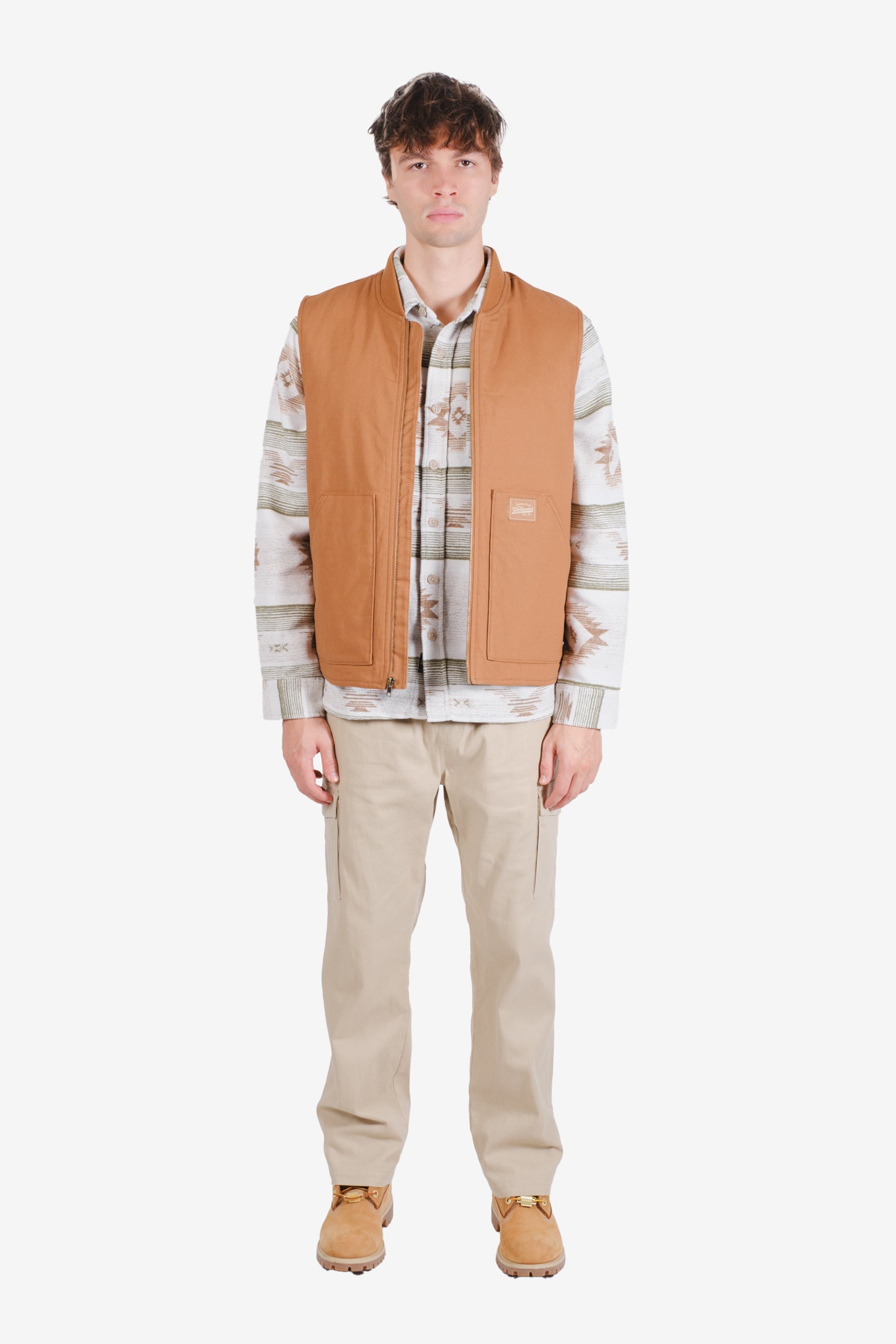 Canvas Workwear Vest with Front Pockets #color_tobacco