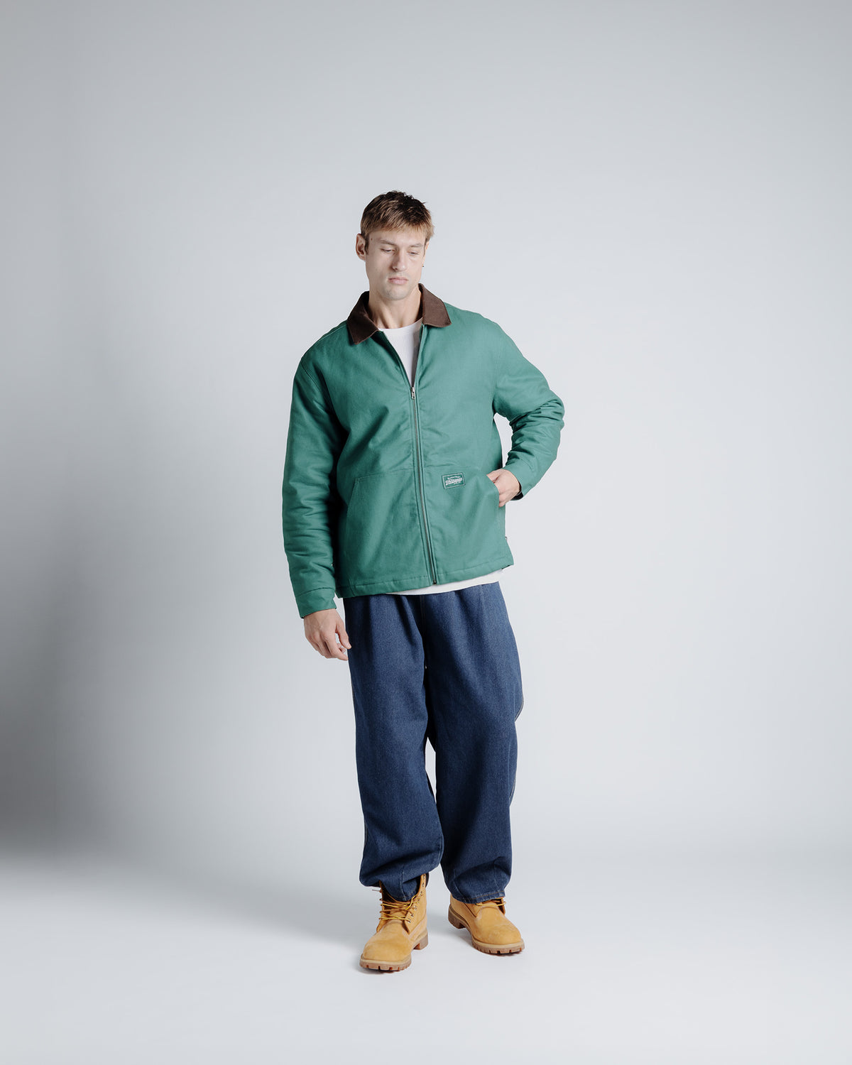 Contrast Collar Jacket in Dark spruce