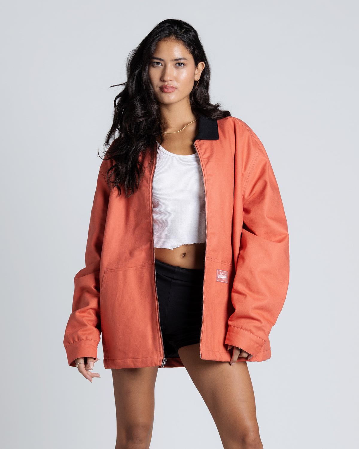 Contrast Collar Jacket in Red