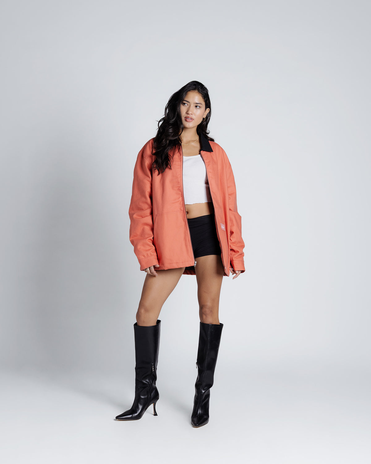 Contrast Collar Jacket in Red