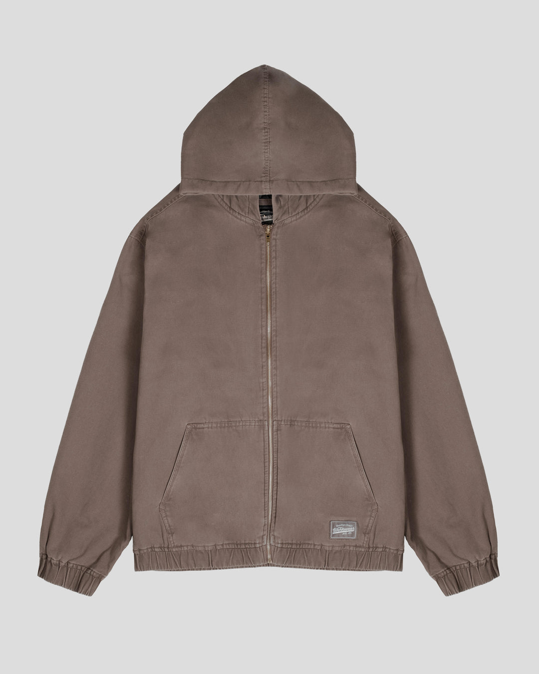 Quilt Lined Hooded Canvas Jacket - Brown