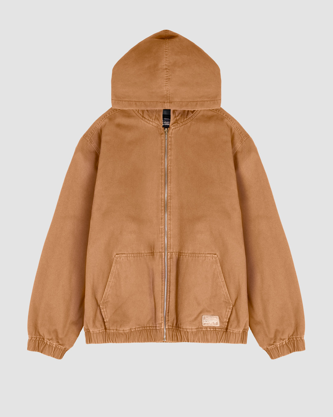 Quilt Lined Hooded Canvas Jacket - Tan