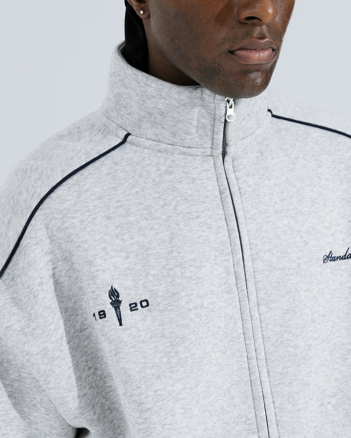 Standard Issue Fleece Track Jacket in Heather grey