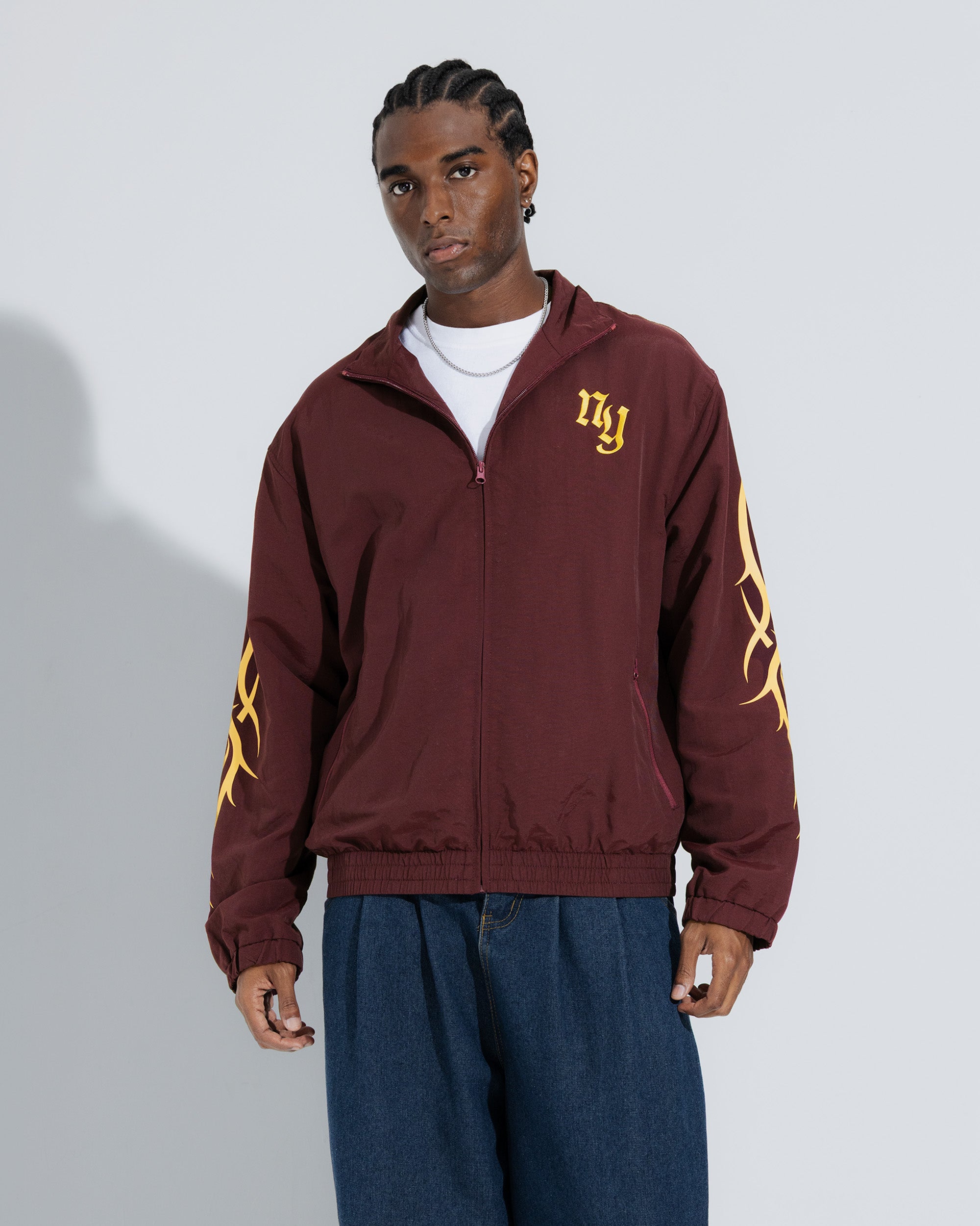 New York Origin Track Jacket in Burgundy
