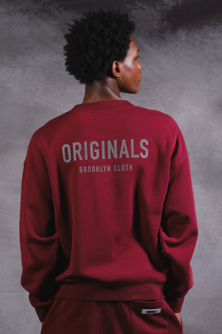 Relaxed-fit Originals Crewneck with ribbed details by Brooklyn Cloth
#color_dark-cherry