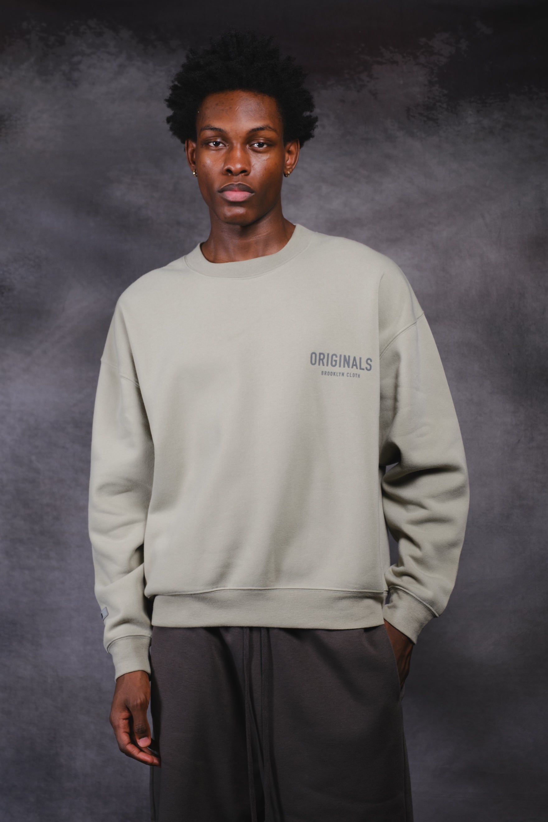 Brooklyn Cloth Originals Crewneck Sweatshirt in relaxed oversized fit
#color_sage